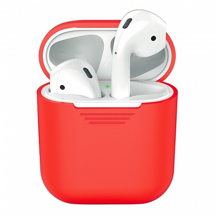 Чехол на Apple AirPods силиконовый (красный)