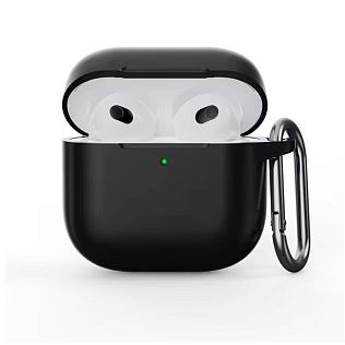 Силиконовый чехол для Apple Airpods 4 с карабином, черный
