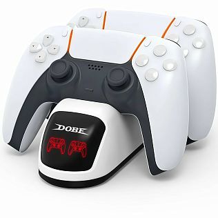 Зарядная станция Dobe Charging Dock (TP5-0515B) для 2-x геймпадов DualSense PlayStation 5, черный/белый