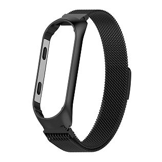 Ремешок для Xiaomi Mi Band 5/Mi Band 6/ Mi Band 7 Миланское плетение черный