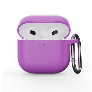 Силиконовый чехол для Apple Airpods 4 с карабином, лавандовый