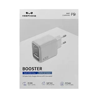 Сетевое зарядное устройство Keephone Booster GAN 45W, белый