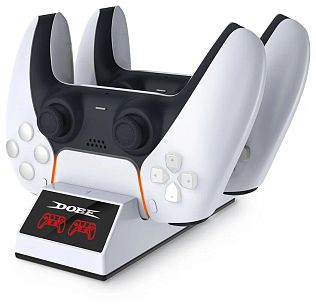 Зарядная станция для 2-x геймпадов DualSense PS5 DOBE Charging Dock TP5-0508, белый