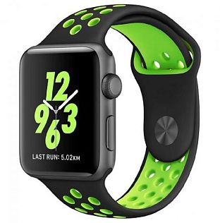 Силиконовый ремешок Series Loop для Apple Watch 42/44/45/46/49мм, черно-зеленый