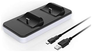 Зарядная станция Dobe Charging Dock (TP5-0591) для 2-x геймпадов DualSense PlayStation 5, черный/белый