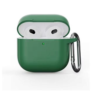 Силиконовый чехол для Apple Airpods 4 с карабином, зеленый