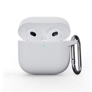 Силиконовый чехол для Apple Airpods 4 с карабином, белый