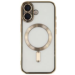 Чехол с алюминиевым бортом Magnetic для Apple iPhone 16, бронзовый