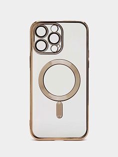 Чехол с алюминиевым бортом Magnetic для Apple iPhone 15 Pro Max, бронзовый