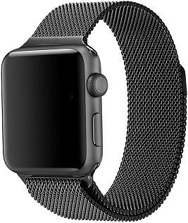Металлический ремешок миланского плетения для Apple Watch 42/44/45/46/49мм, черный