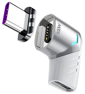 Магнитный адаптер переходник DEPPA USB-С - USB-C угловой, белый (RU)