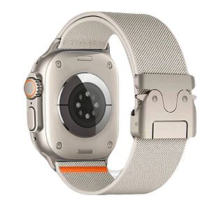 Нейлоновый ремешок для Apple Watch 42/44/45/46/49 mm, застежка "Кобра", бежевый