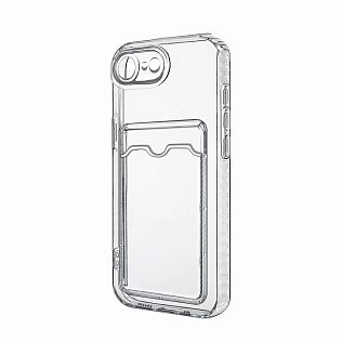 Силиконовый чехол для Iphone 16e с картхолдером, прозрачный
