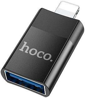 Переходник OTG USB/Lightning HOCO UA17, черный