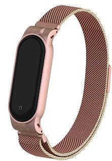Ремешок для Xiaomi Mi Band 5/Mi Band 6/ Mi Band 7 Миланское плетение розовое золото